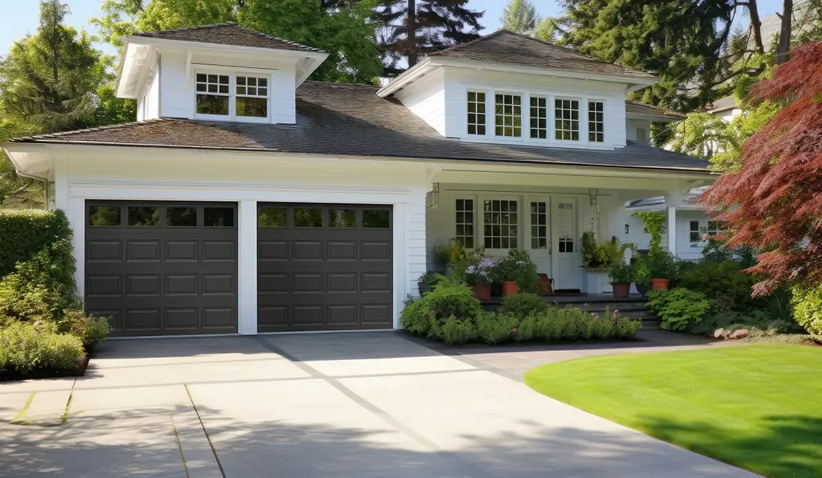 Clopay Classic Steel raised-panel garage door on a brick home